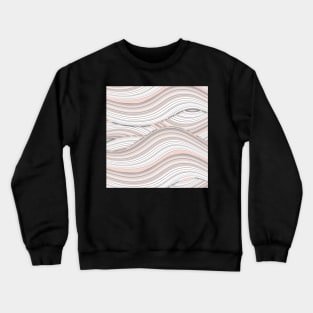 Pretty Pink Waves | Wavy Digital Illustration | Calming Pink, Gray and White Tones Crewneck Sweatshirt